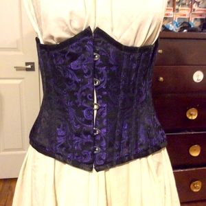 Purple and Black filigree steel bone corset